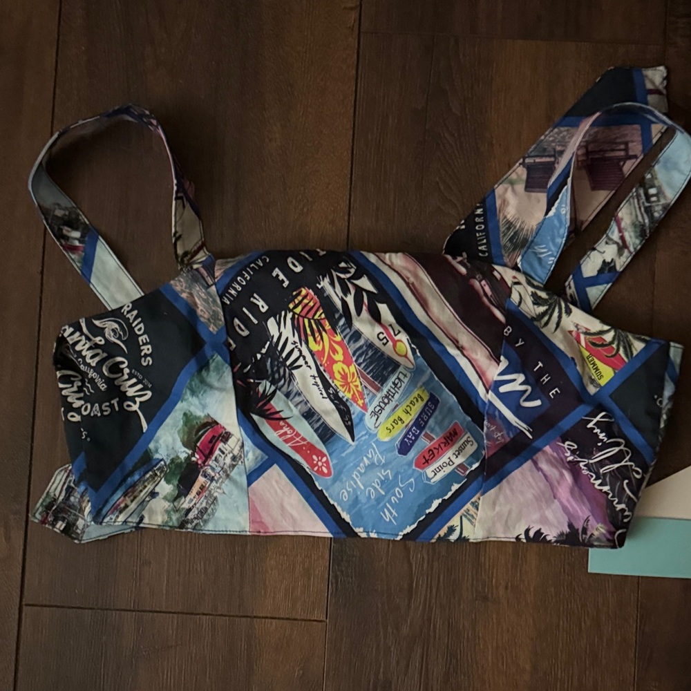 Printed Strappy Crop Top in Multicolor